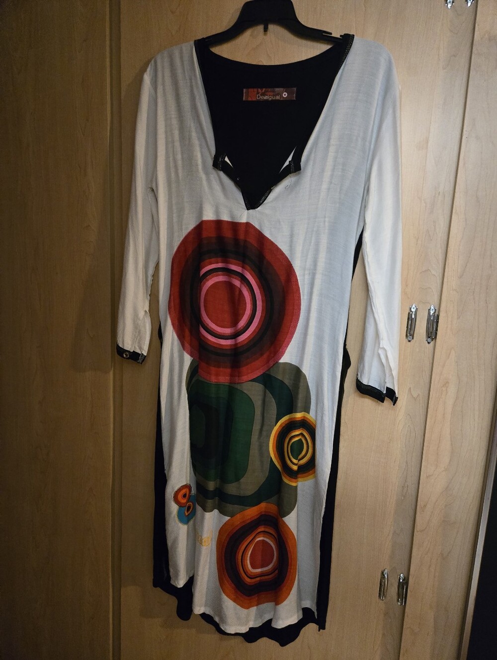 Desigual White Top with Black Trim - Branded Tag Visible